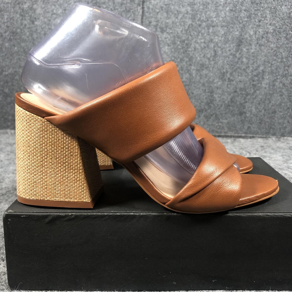 Steve Madden Brown Leather Block Heel Sandals - Picture 7 of 16